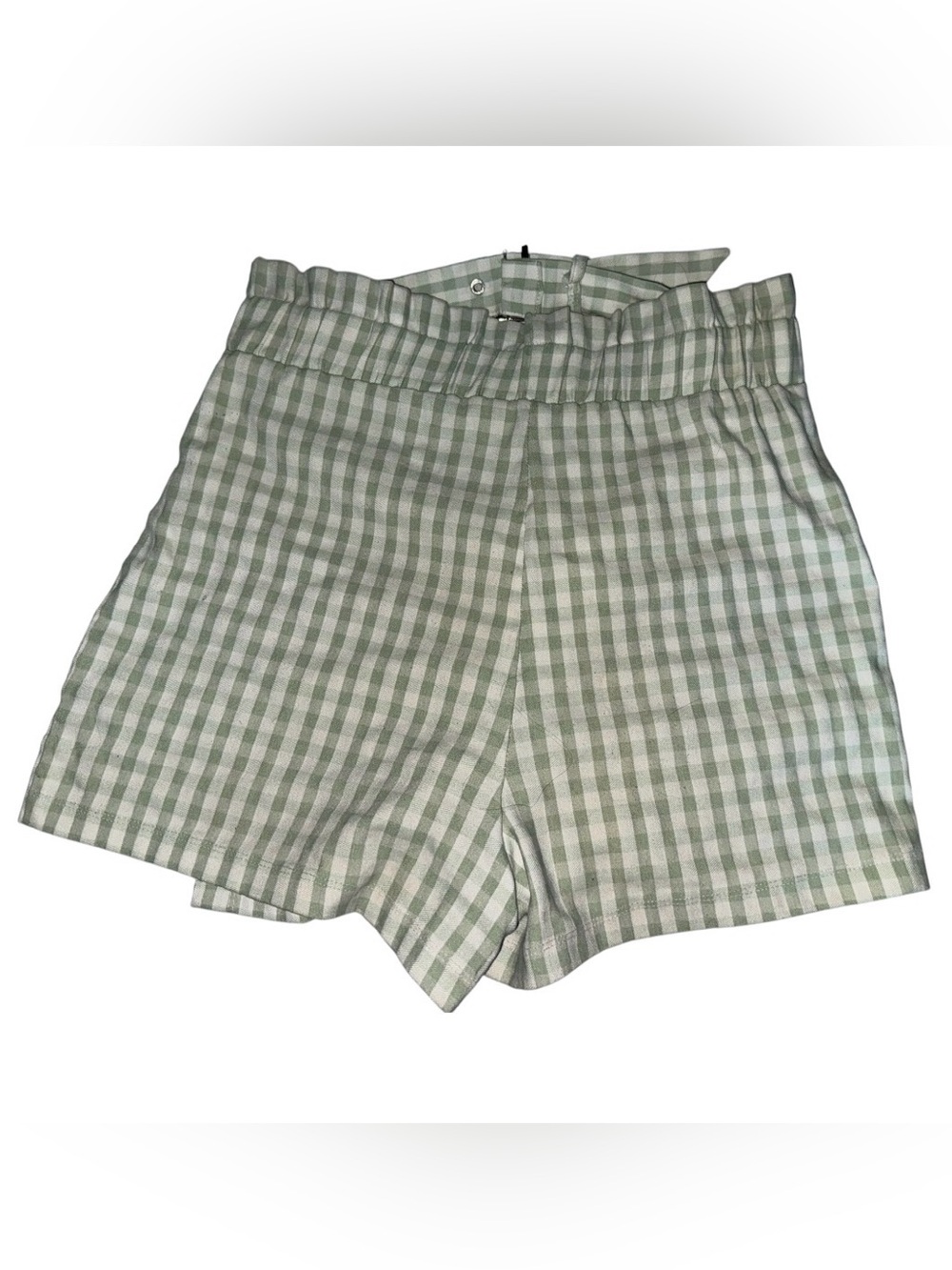 Gingham Belted Mini Skirt and bra crop top- Light Green and white - Picture 5 of 5